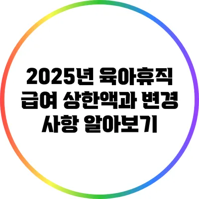 2025년 육아휴직 급여 상한액과 변경 사항 알아보기