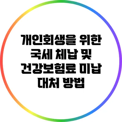 개인회생을 위한 국세 체납 및 건강보험료 미납 대처 방법