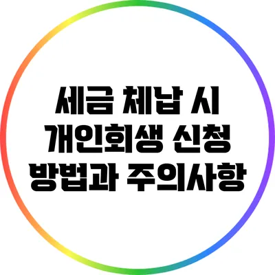 세금 체납 시 개인회생 신청 방법과 주의사항