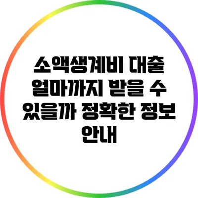 소액생계비 대출: 얼마까지 받을 수 있을까? 정확한 정보 안내