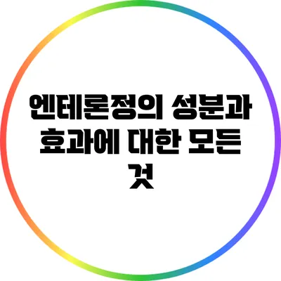 엔테론정의 성분과 효과에 대한 모든 것