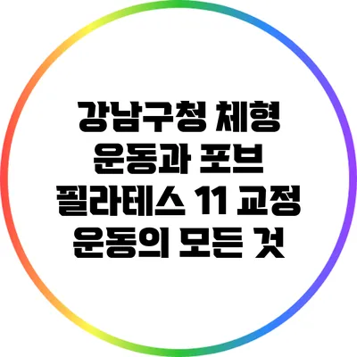 강남구청 체형 운동과 포브 필라테스 1:1 교정 운동의 모든 것