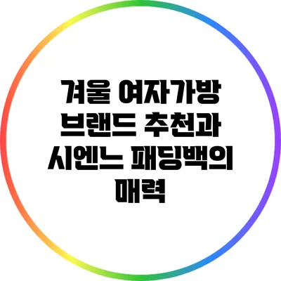 겨울 여자가방 브랜드 추천과 시엔느 패딩백의 매력