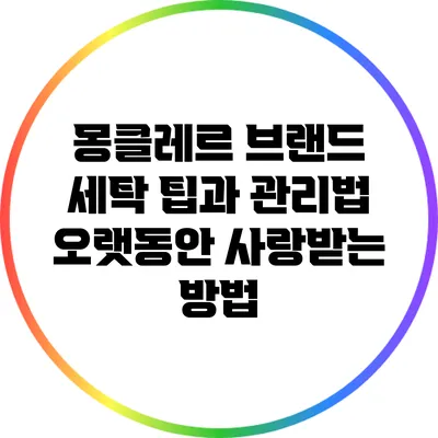 몽클레르 브랜드 세탁 팁과 관리법: 오랫동안 사랑받는 방법