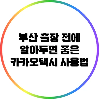 부산 출장 전에 알아두면 좋은 카카오택시 사용법