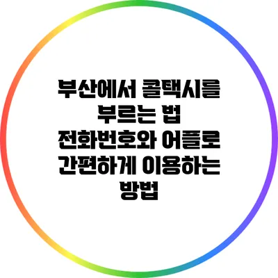 부산에서 콜택시를 부르는 법: 전화번호와 어플로 간편하게 이용하는 방법