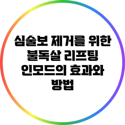 심술보 제거를 위한 불독살 리프팅 인모드의 효과와 방법