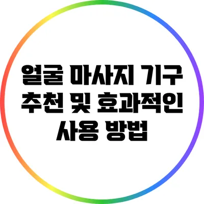 얼굴 마사지 기구 추천 및 효과적인 사용 방법