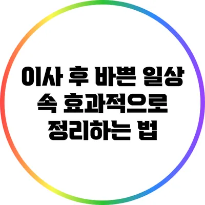이사 후 바쁜 일상 속 효과적으로 정리하는 법