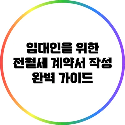 임대인을 위한 전월세 계약서 작성 완벽 가이드