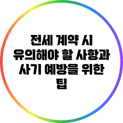 전세 계약 시 유의해야 할 사항과 사기 예방을 위한 팁
