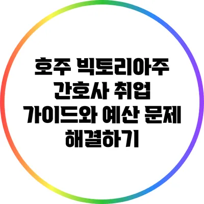 호주 빅토리아주 간호사 취업 가이드와 예산 문제 해결하기