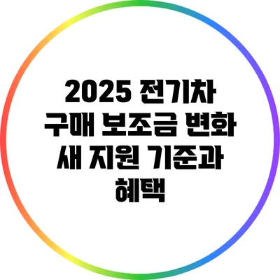 2025 전기차 구매 보조금 변화: 새 지원 기준과 혜택