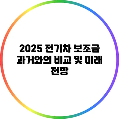 2025 전기차 보조금: 과거와의 비교 및 미래 전망