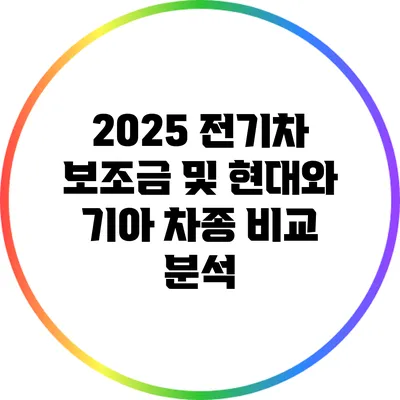 2025 전기차 보조금 및 현대와 기아 차종 비교 분석