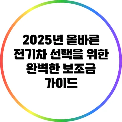 2025년 올바른 전기차 선택을 위한 완벽한 보조금 가이드