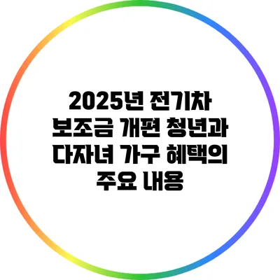 2025년 전기차 보조금 개편: 청년과 다자녀 가구 혜택의 주요 내용