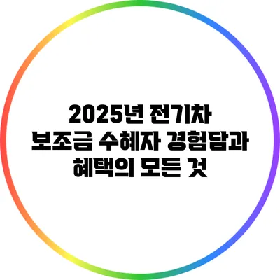 2025년 전기차 보조금: 수혜자 경험담과 혜택의 모든 것