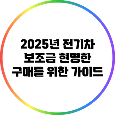 2025년 전기차 보조금: 현명한 구매를 위한 가이드