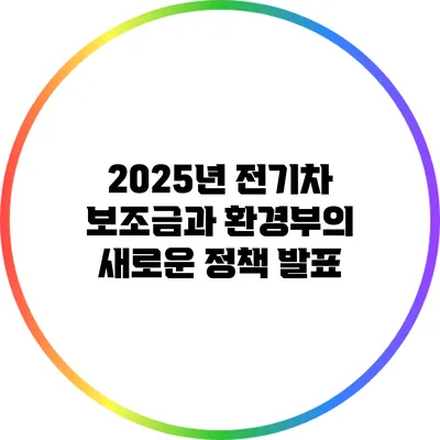 2025년 전기차 보조금과 환경부의 새로운 정책 발표