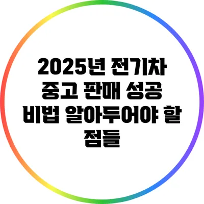2025년 전기차 중고 판매 성공 비법: 알아두어야 할 점들