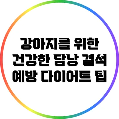 강아지를 위한 건강한 담낭 결석 예방 다이어트 팁