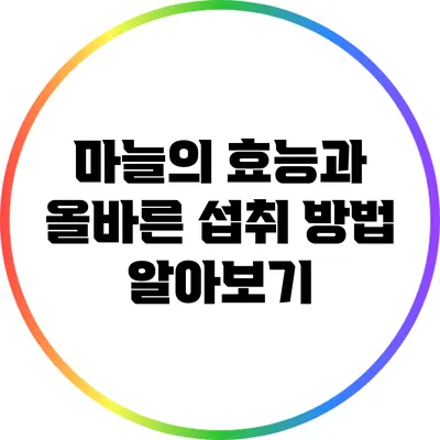 마늘의 효능과 올바른 섭취 방법 알아보기