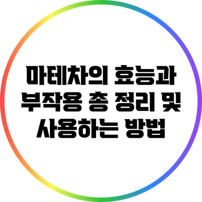 마테차의 효능과 부작용: 총 정리 및 사용하는 방법