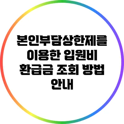 본인부담상한제를 이용한 입원비 환급금 조회 방법 안내