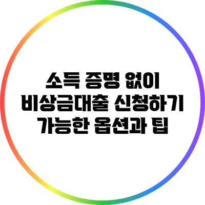 소득 증명 없이 비상금대출 신청하기: 가능한 옵션과 팁