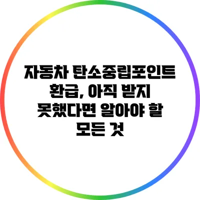 자동차 탄소중립포인트 환급, 아직 받지 못했다면 알아야 할 모든 것