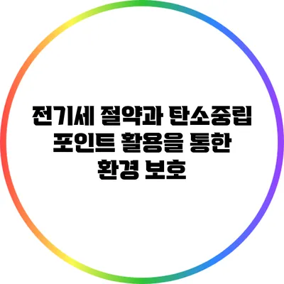 전기세 절약과 탄소중립 포인트 활용을 통한 환경 보호