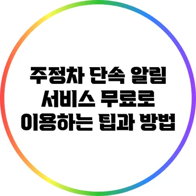 주정차 단속 알림 서비스 무료로 이용하는 팁과 방법