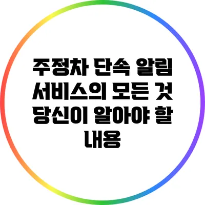 주정차 단속 알림 서비스의 모든 것: 당신이 알아야 할 내용