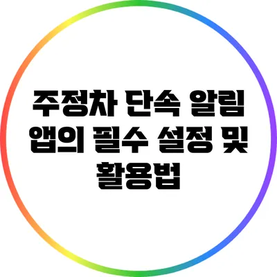 주정차 단속 알림 앱의 필수 설정 및 활용법