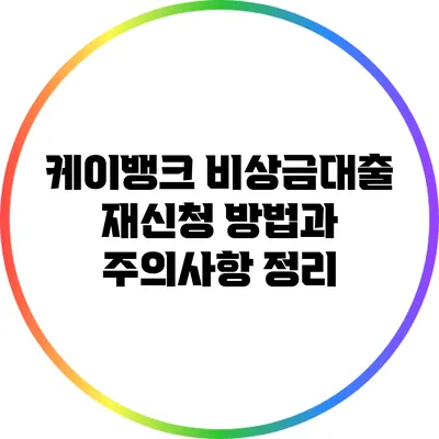 케이뱅크 비상금대출 재신청 방법과 주의사항 정리