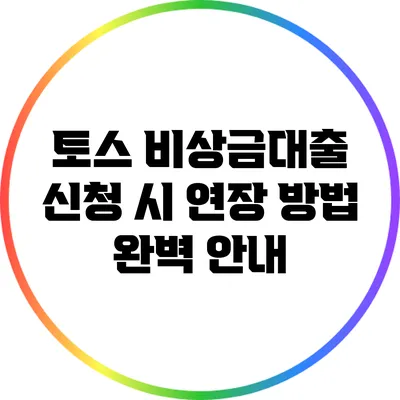 토스 비상금대출 신청 시 연장 방법 완벽 안내