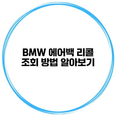 BMW 에어백 리콜 조회 방법 알아보기