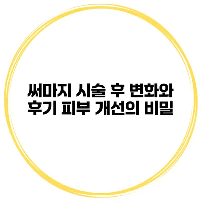 써마지 시술 후 변화와 후기: 피부 개선의 비밀