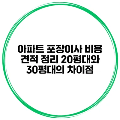 아파트 포장이사 비용 견적 정리: 20평대와 30평대의 차이점