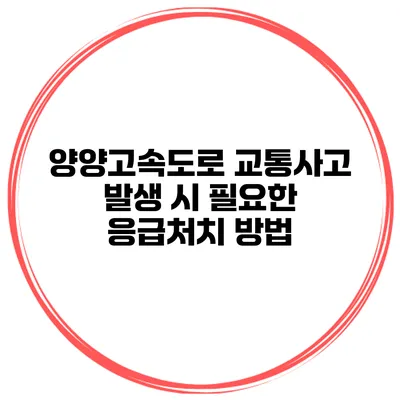 양양고속도로 교통사고 발생 시 필요한 응급처치 방법