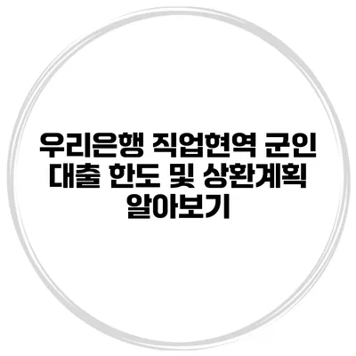 우리은행 직업현역 군인 대출 한도 및 상환계획 알아보기
