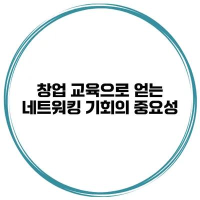 창업 교육으로 얻는 네트워킹 기회의 중요성