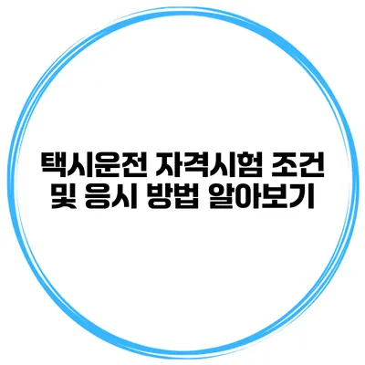택시운전 자격시험 조건 및 응시 방법 알아보기