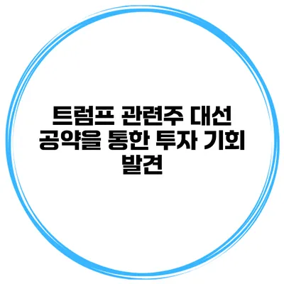 트럼프 관련주 대선 공약을 통한 투자 기회 발견