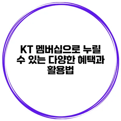 KT 멤버십으로 누릴 수 있는 다양한 혜택과 활용법