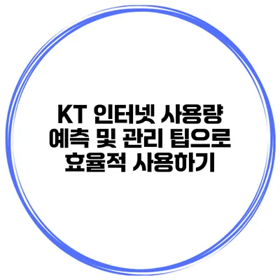 KT 인터넷 사용량 예측 및 관리 팁으로 효율적 사용하기