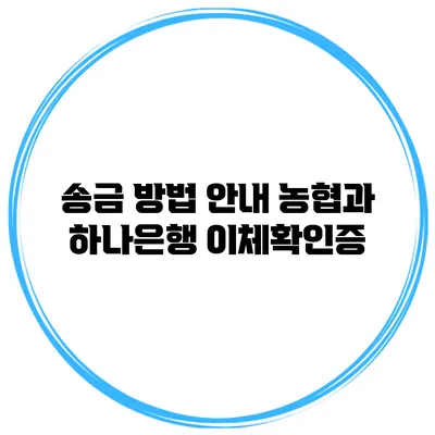 송금 방법 안내 농협과 하나은행 이체확인증