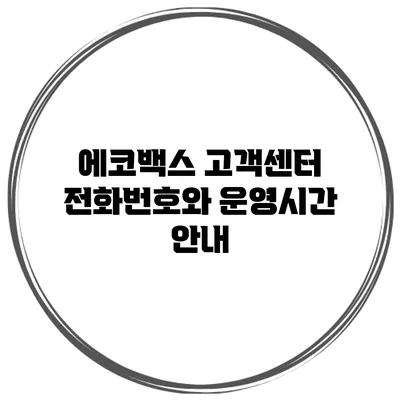 에코백스 고객센터 전화번호와 운영시간 안내