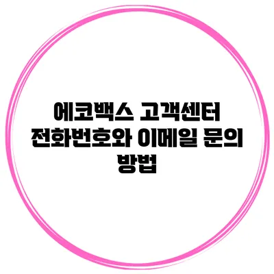 에코백스 고객센터 전화번호와 이메일 문의 방법